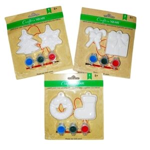 Crafter's Square NWT Plaster Paint Your Own Ornaments Painting Sets (3) 723